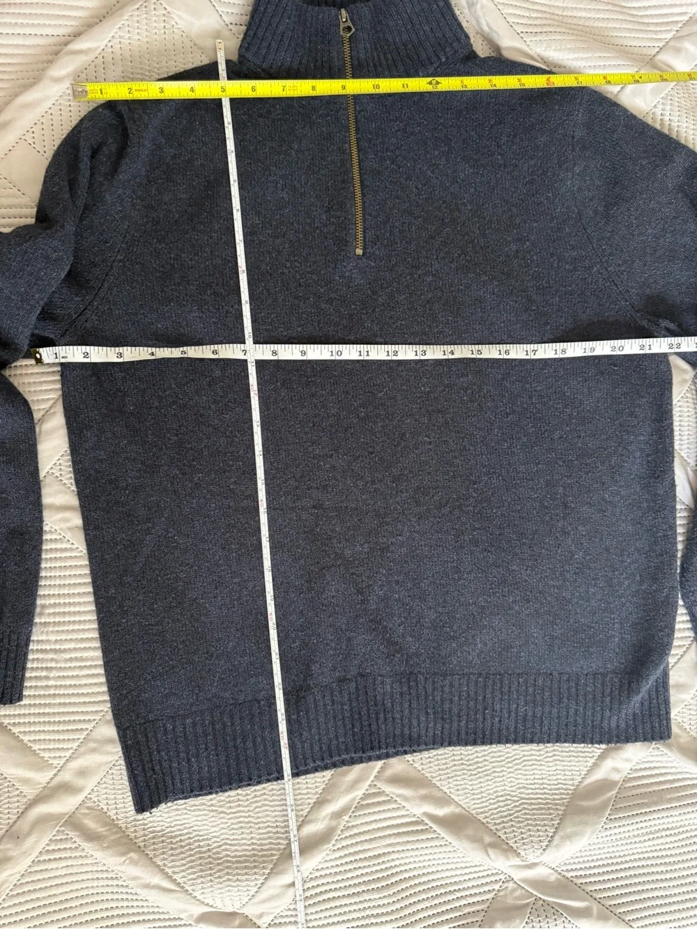 j.crew merino wool quarter zip sweater men’s large navy blue pullover